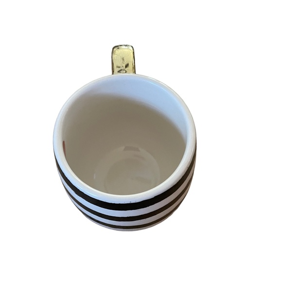 Earthenware Black & White Stripe "I Love Me" Mug with Heart Inside, Gold Handle - Picture 5 of 9